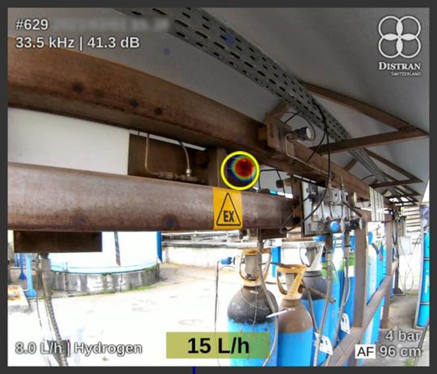 Gas leak detected at a midstream facility with Distran acoustic camera