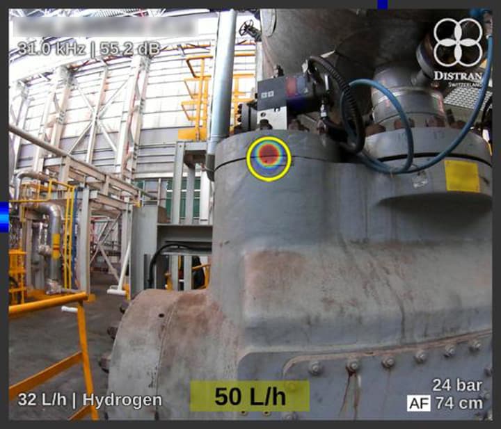 Gas leak detection at a refinery with Distran acoustic camera