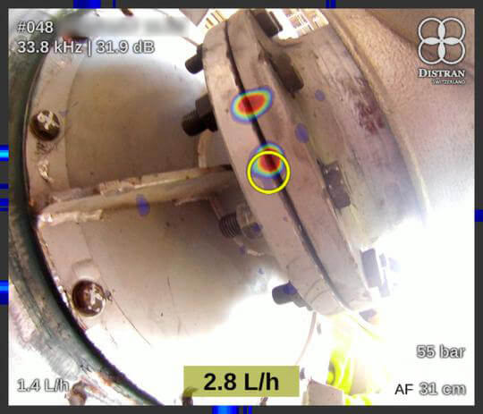 Vacuum leak detected on a flange steam condenser at a CCGT Power Station