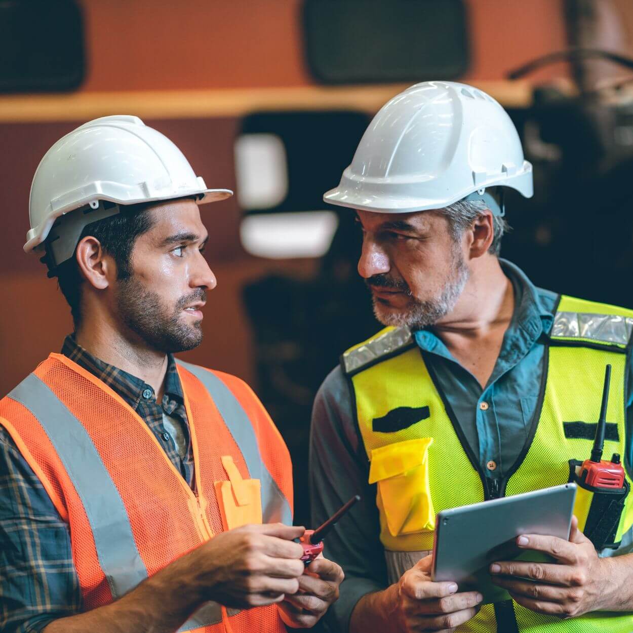 Chemical plant - team discussing