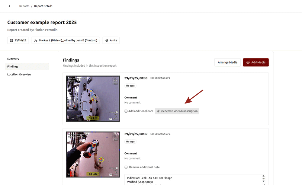Adding notes Audalytics